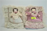 2 Handmade Dolls with Blankets