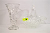 Large Crystal Vase & Crystal Basket
