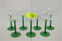 7 German Green Stemmed Wine Glass
