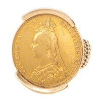 18KT YELLOW GOLD COIN RING