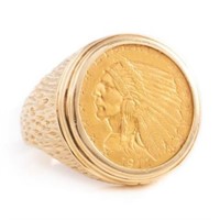 14KT YELLOW GOLD COIN RING