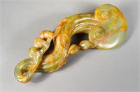 19th C. Chinese Openwork Spinach Green Scepter