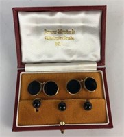 9K Gold Cufflink and Button Set