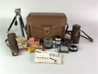 Vintage Camera Lenses in Leather Case