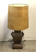 Metal Urn Style Table Lamp with Wood Base