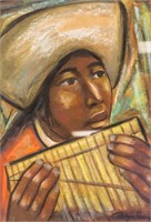 Diego Rivera Mexican Modernist Pastel On Paper