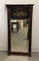 Framed Mirror with Reverse Painted Glass Panel