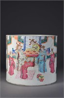 18/19th. Chinese Famille Rose Porcelain Brush Pot
