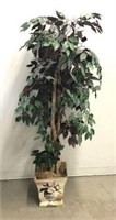 Artificial Ficus Tree In Metal Planter