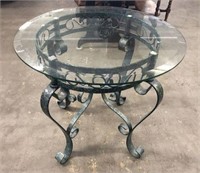Metal Table with Beveled Glass Top