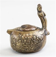 Chinese Bronze Teapot with Seven Lucky Gods