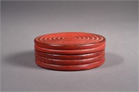 Chinese Cinnabar Lacquer Cylindrical Cosmetic Box