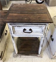 Painted Rustic Wood One Drawer Side Table