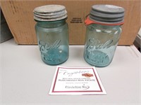 2 Blue Pint Canning Jars.
