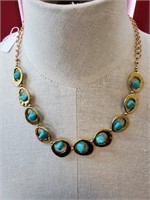 Gold & Turquoise Open-Coin Necklace