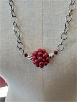 Red Open Pearl Necklace