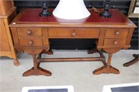 DOUBLE PEDESTAL DESK WITH LEATHER INLAY TOP