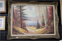 LARGE FRAMED OIL PAINTING 48"X36"