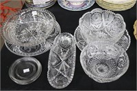 COLLECTOR PLATES, CUT GLASS DISHES ETC