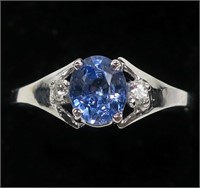 10K White gold oval mix cut Ceylon blue sapphire