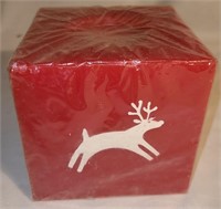 Red Reindeer Candle 4" Cube "New"