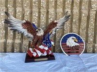 brand New Ceramic bald eagle on American flags