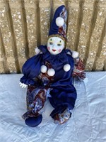 Collectible porcelain Hooray for clowns blue &