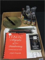 Calligraphy Pens, Tips, Book, & Glass Paint