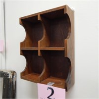 WOODEN WALL SHELF WITH 4 CUBBY HOLES 9 X 11