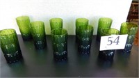10PC GREEN GLASS TUMBLER SET