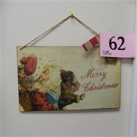 METAL "MERRY CHRISTMAS" CARD 12 X 8