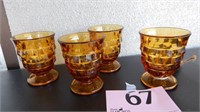 SET OF 4 AMBER FOOTED TUMBLERS
