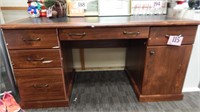 5 DRAWER OFFICE DESK WITH FAUX LEATHER TOP 60 X