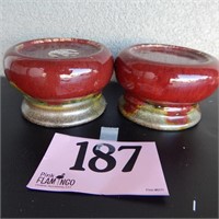 SET OF CERAMIC CANDLE HOLDERS 3"