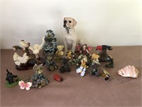 Lab 12" high, and assortment of animal figurines