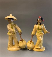 Pair of Hand Decorated Asian Figures