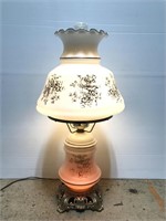Vintage white glass electric table lamp