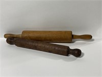 Pair of primitive solid wood rolling pins