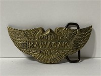 Kawasaki Motorcycles solid brass belt buckle