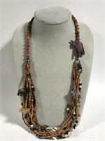 Vintage Zuni carved fetish eleven strand necklace