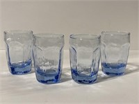 Set of 4 small blue glass cups