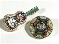 Italian mosaic brooch pair
