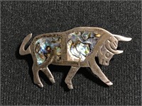 Sterling silver bull brooch pin