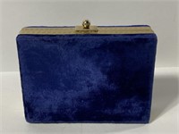 Vintage blue velvet clutch purse