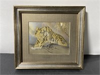 Art of Chokin - engraved metal tiger picture