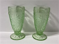 Vintage Tiara green glass iced tea tumblers
