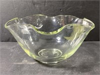 Large glass ruffle edge salad bowl