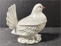Vintage white bird candy container