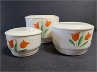 Knowles Utility ware bowl with lid trio