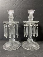 Pair of crystal glass candlesticks